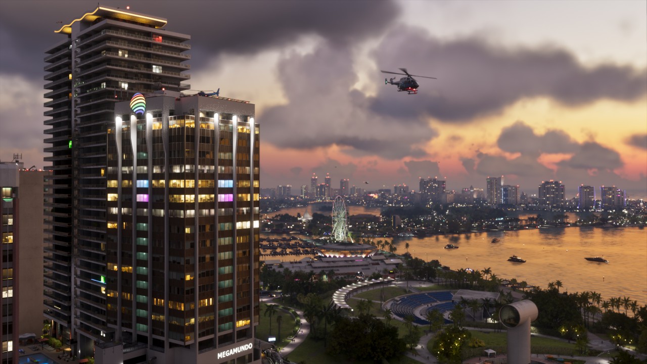 Vice City skyline at sunset
